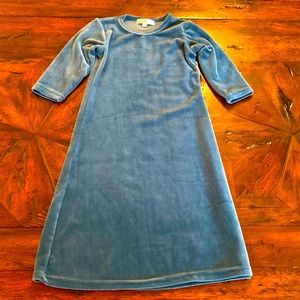 Baileys Blossoms Teal Velvet Full Length Long Sleeve Dress, Girls 12-18M Perfect